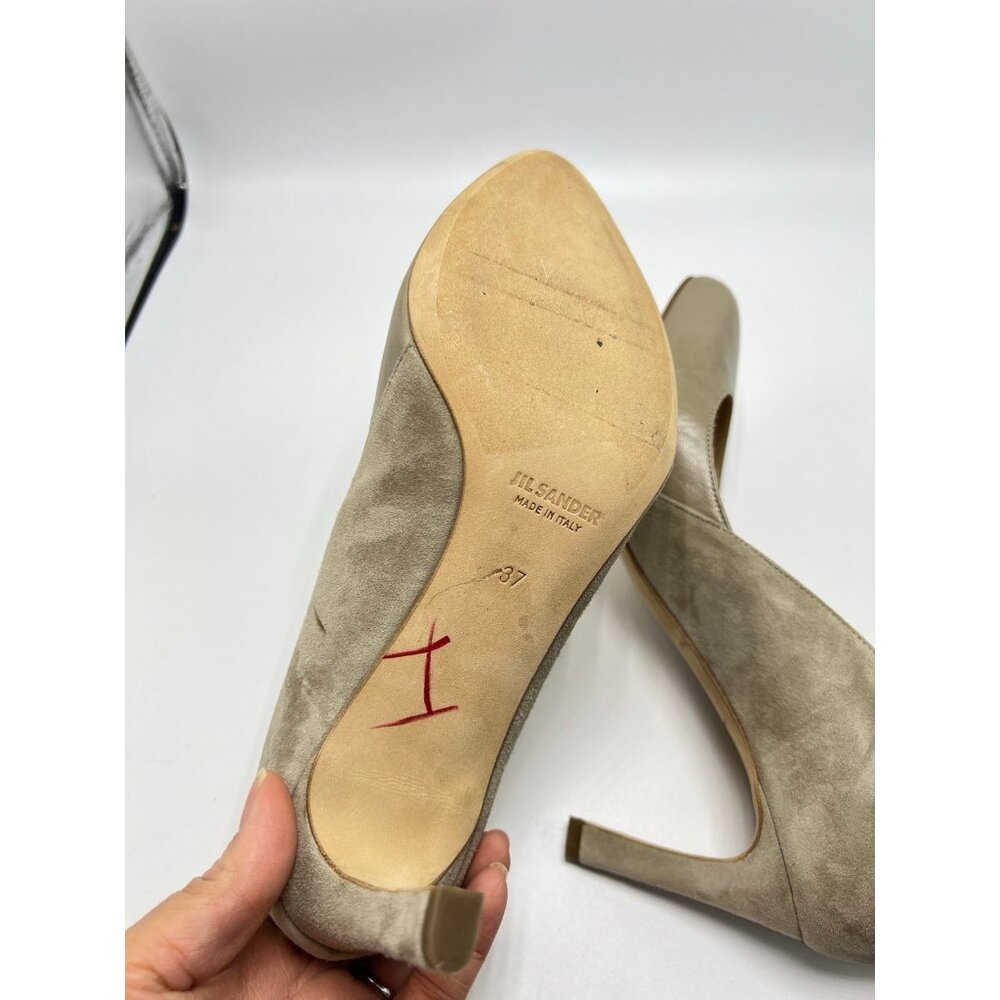 New! Jill sander beige leather suede Heels sz 6.5 (37 EU) - Picture 10 of 11
